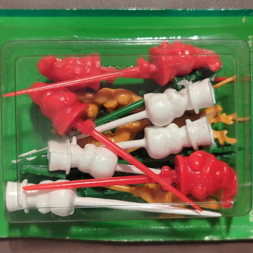 Hallmark Party Picks Red Santas White Snowmen Green Christmas Trees Tan Reindeer